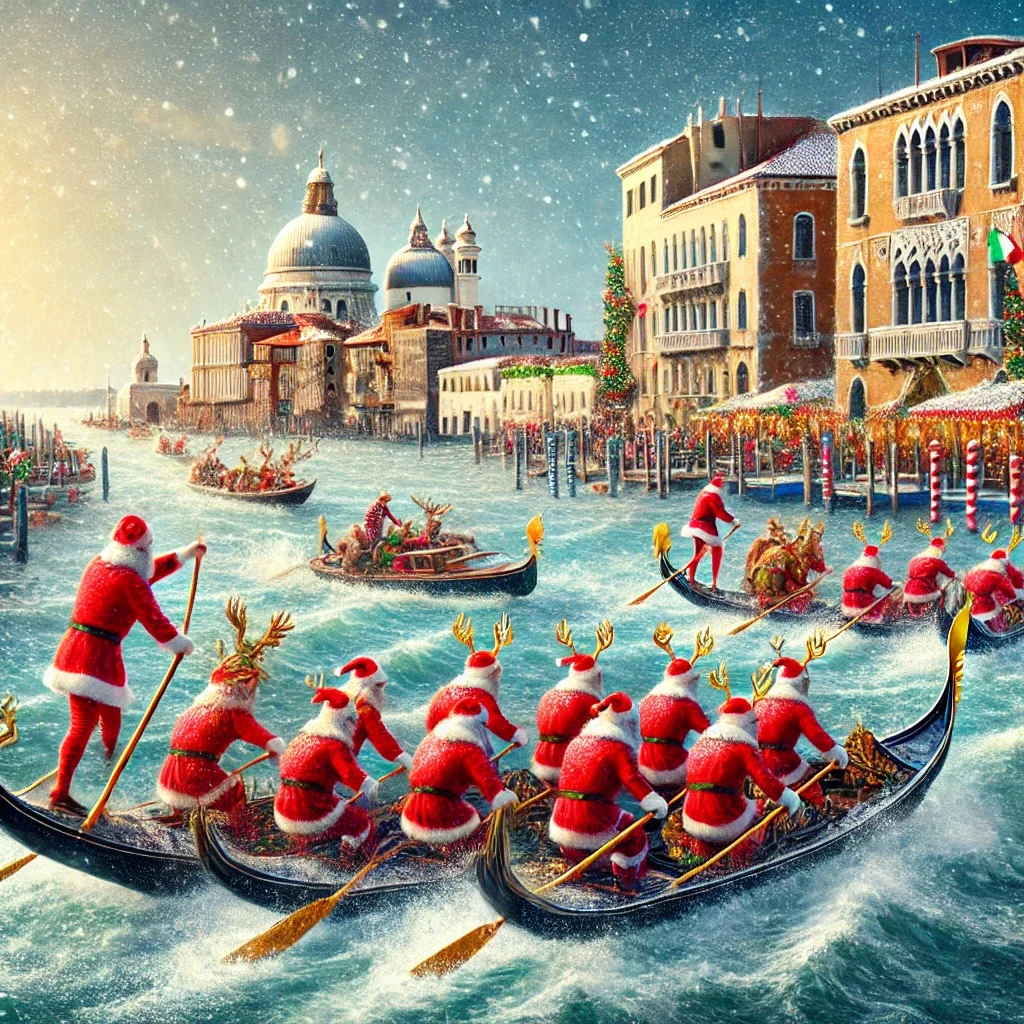 The Befana Regatta on the Grand Canal in Venice, a unique celebration of Epiphany in Italy.