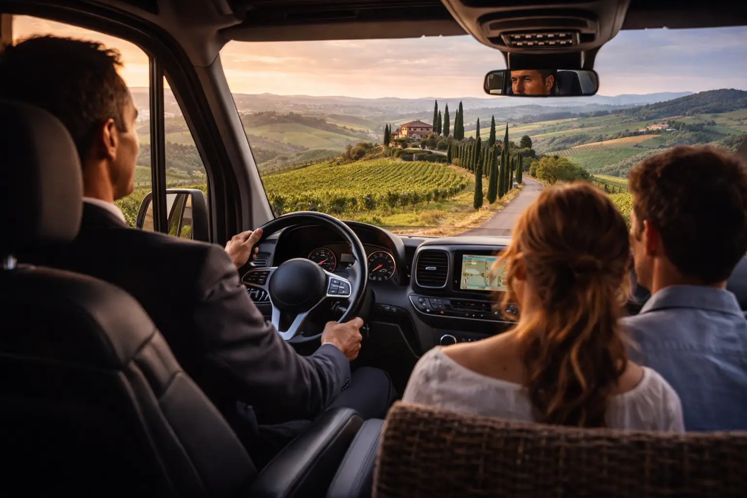 tour nel Chianti con driver dedicato lungo una strada panoramica tra vigneti e colline toscane